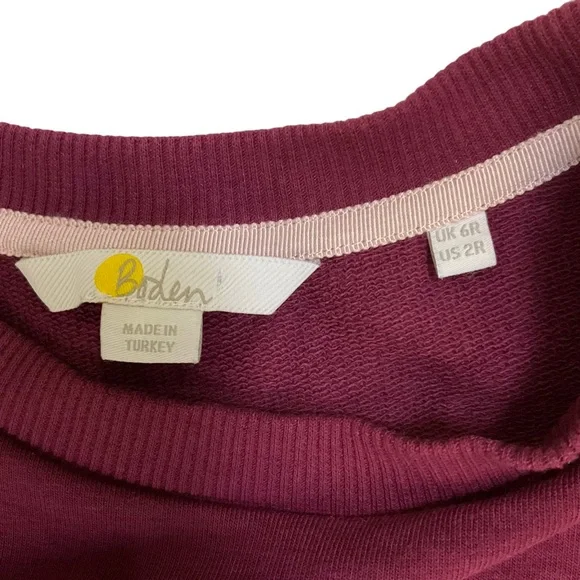 Boden Women’s Puff Sleeve Sweatshirt Dress - Burgundy Long Sleeve Stretc… - Picture 13 of 16
